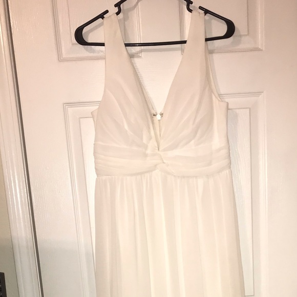 White Deep V Maxi Dress - Picture 2 of 5